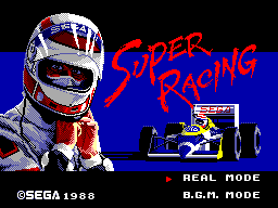 Super Racing title screen for Sega Mark III